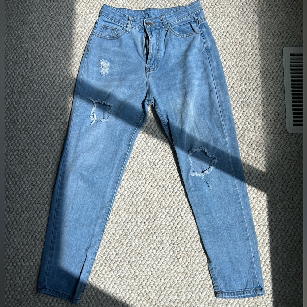 SHEIN Distressed High Rise Mom Jeans